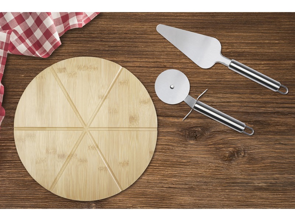 Бамбуковая лопатка для пиццы Mangiary с инструментами, natural-3