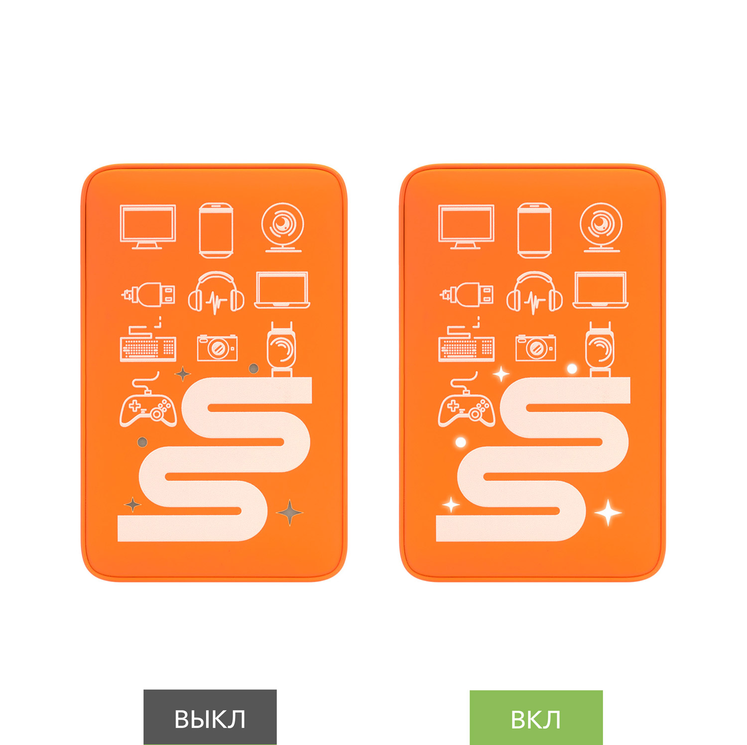 Внешний аккумулятор с подсветкой Ancor 5000 mAh, оранжевый-9