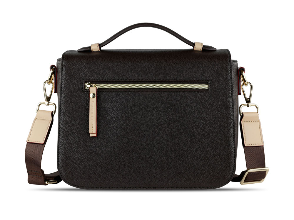 Сумка женская BUGATTI Ella, тёмно-коричневая, полиуретан, 29х10х22 см-6