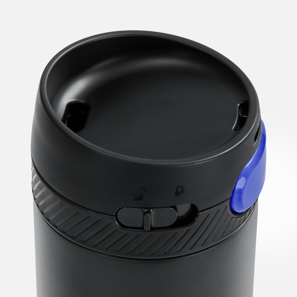 Термостакан X1 с цветной кнопкой, черный с синим-3