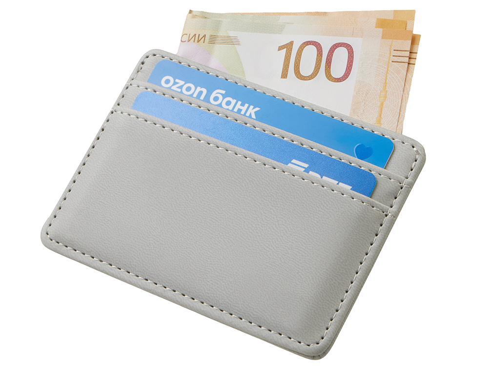 Картхолдер для двух карт и наличных денег с зажимом Crave, светло-серый-4