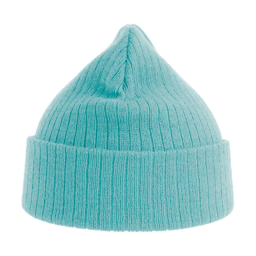 Шапка вязаная RIO с отворотом из материала rPET/рециклированного полиэстера, голубой-1