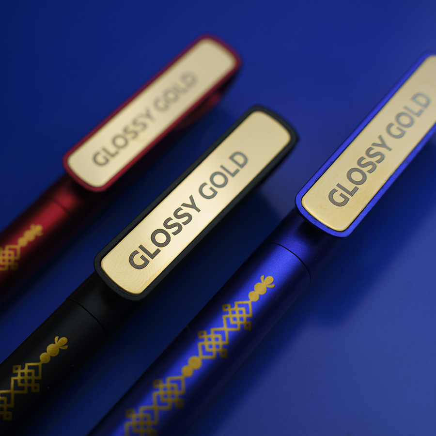 Ручка шариковая GLOSSY GOLD, сизый, золотистый-6
