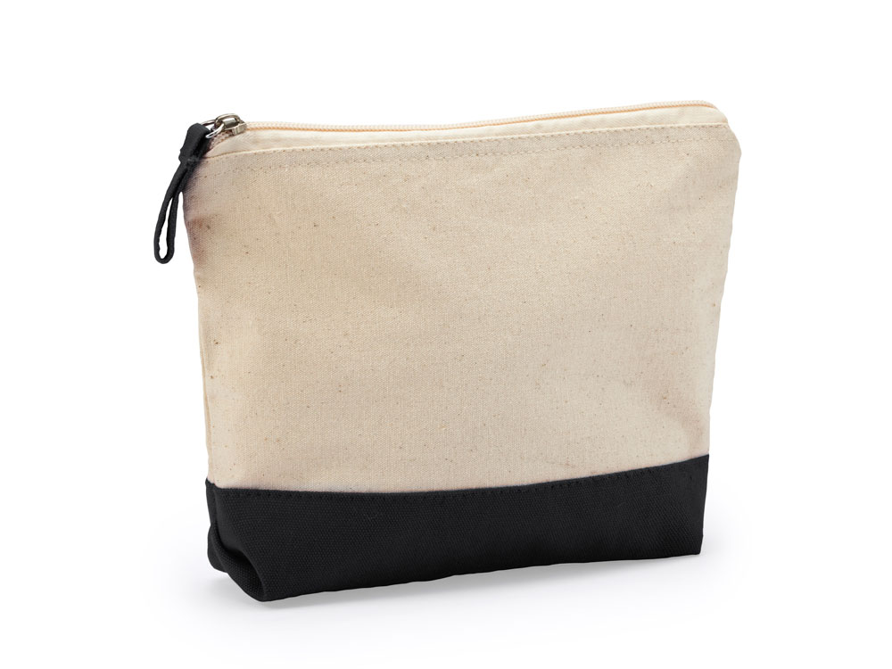 Косметичка DOEL из хлопка плотностью 280 г/м2, бежевый/черный-0