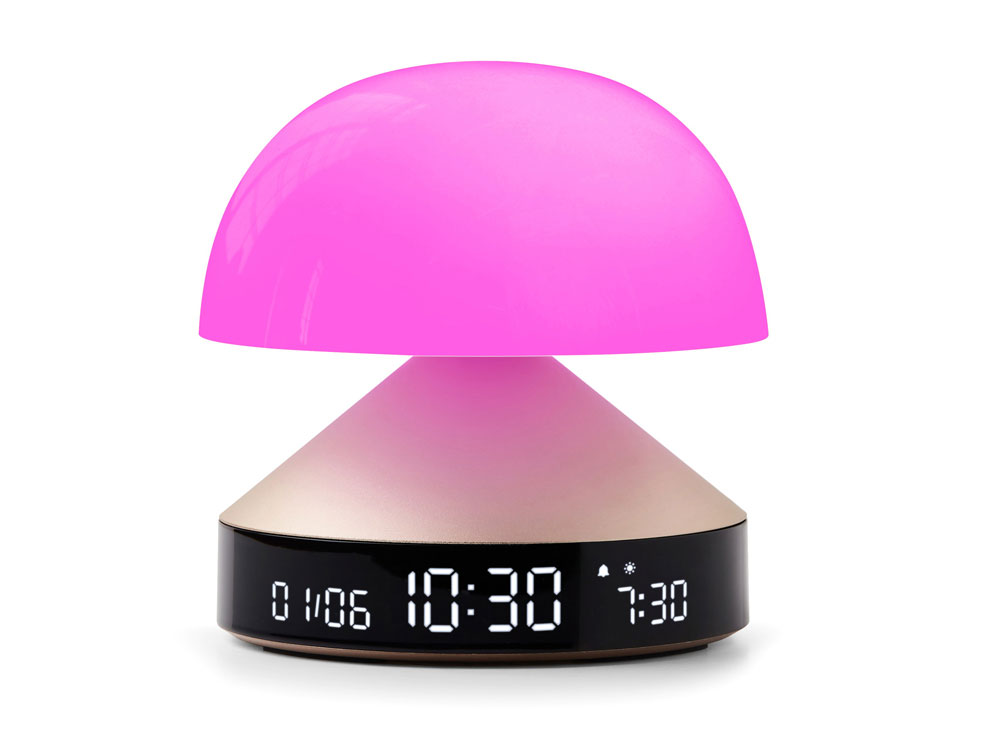 Светильник с часами и световым будильником Mina Sunrise, золотистый-8