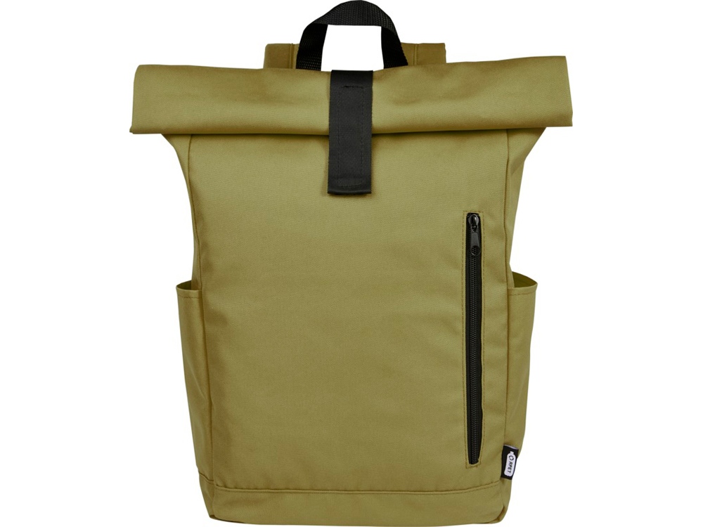 Рюкзак Byron 15,6 объемом 18 л со скручиваемым верхом, изготовленный из переработанного ПЭТ по стандарту GRS, оливковый-1