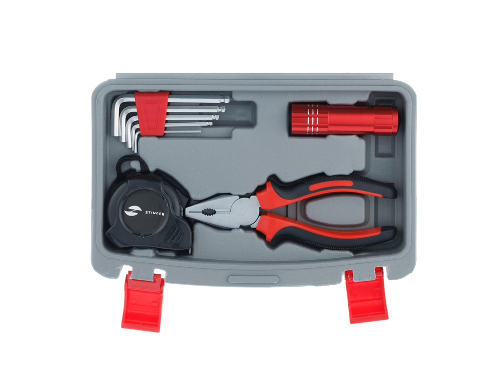 Набор инструментов Stinger, 13 инструментов, в пластиковом кейсе, 245х160x55 мм, серый-3
