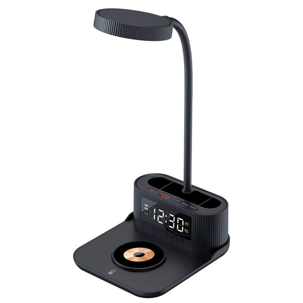 Лампа-органайзер Crolly c беспроводной зарядкой 15W, Черный-1