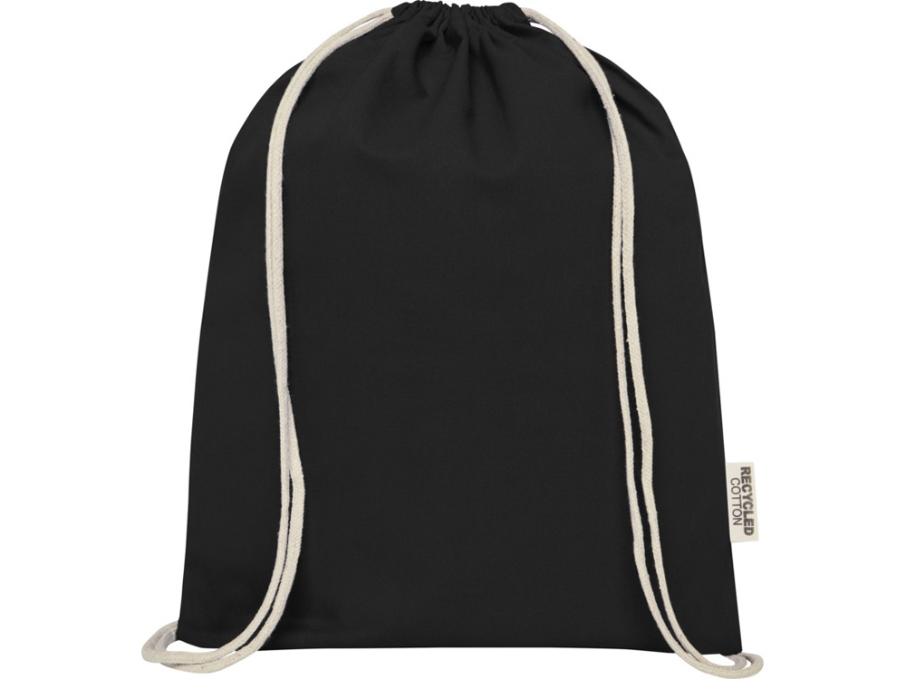 Oregon сумка-кисет из переработанного хлопка, сертифицированного согласно GRS, плотностью 140 г/м² - сплошной черный-1