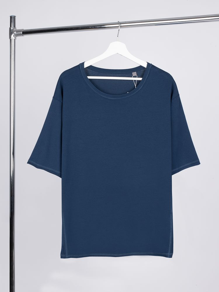 Футболка оверсайз унисекс Vozduh, темно-синяя-2