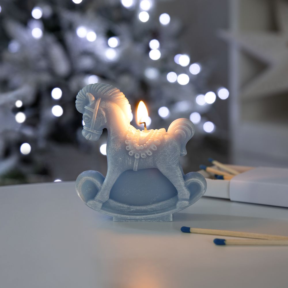 Свеча фигурная «Лошадка-качалка», голубая-2