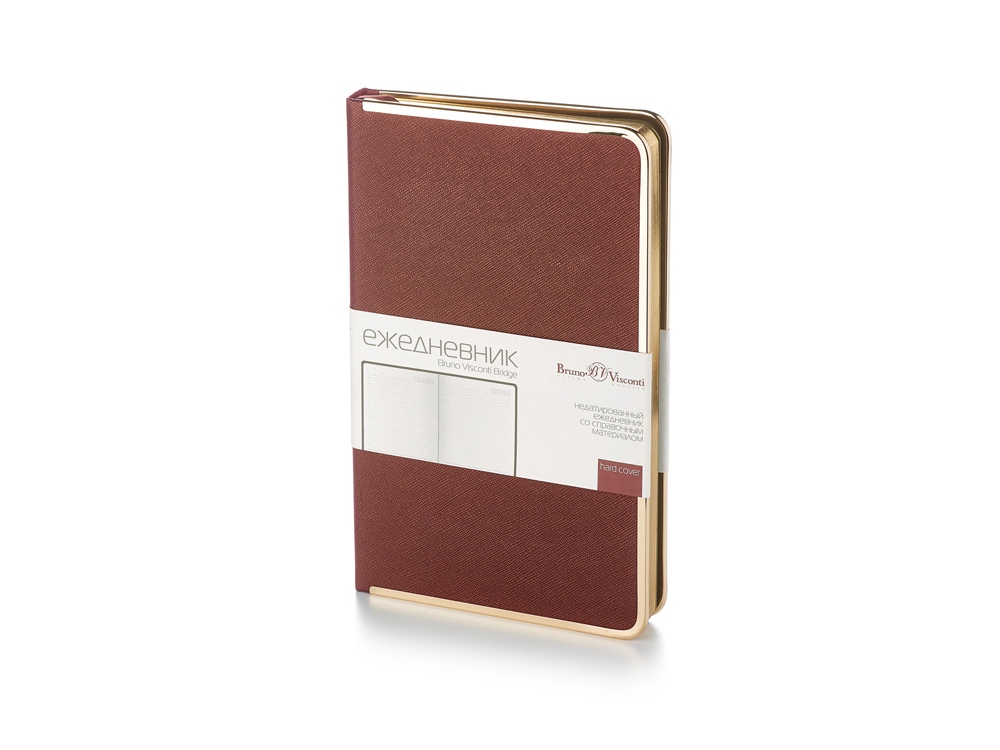 Ежедневник А5 недатированный Bridge, коричневый/золотистый-0