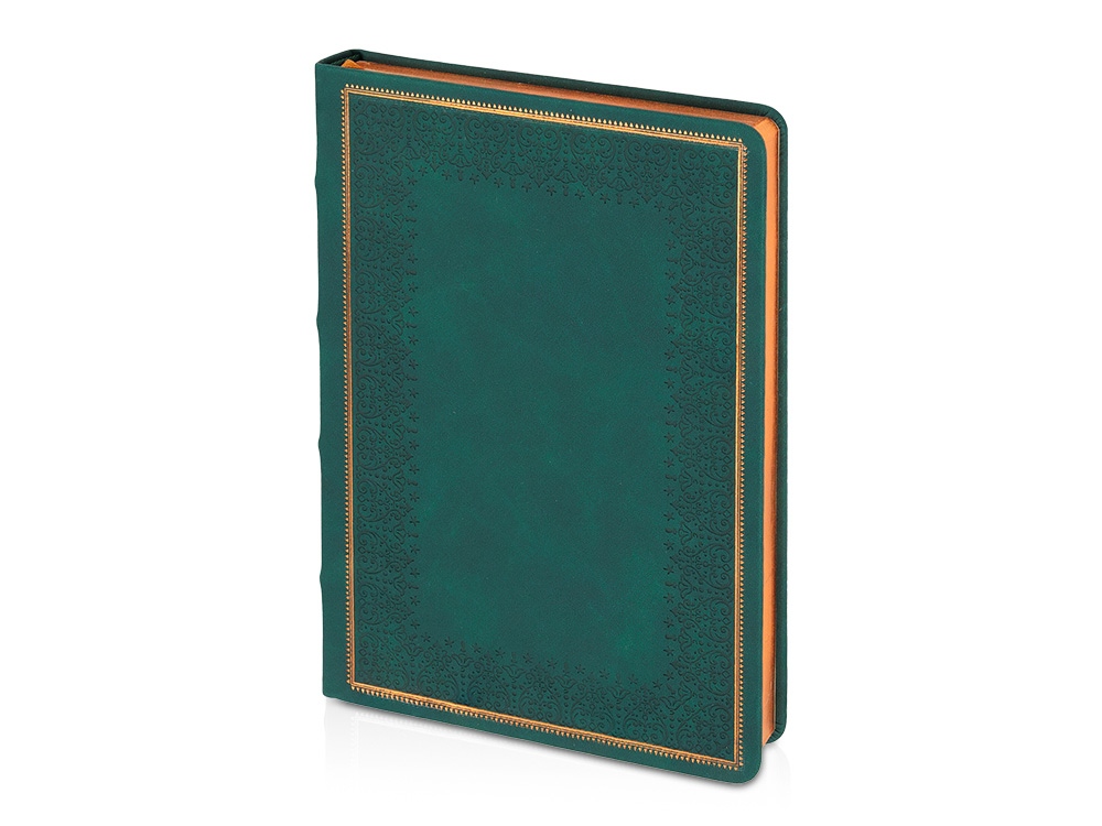 Ежедневник недатированный А5 Royal, зеленый с бронзовым срезом-0