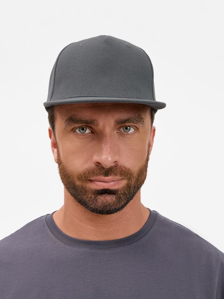 Бейсболка Epicore с прямым козырьком, серая-5