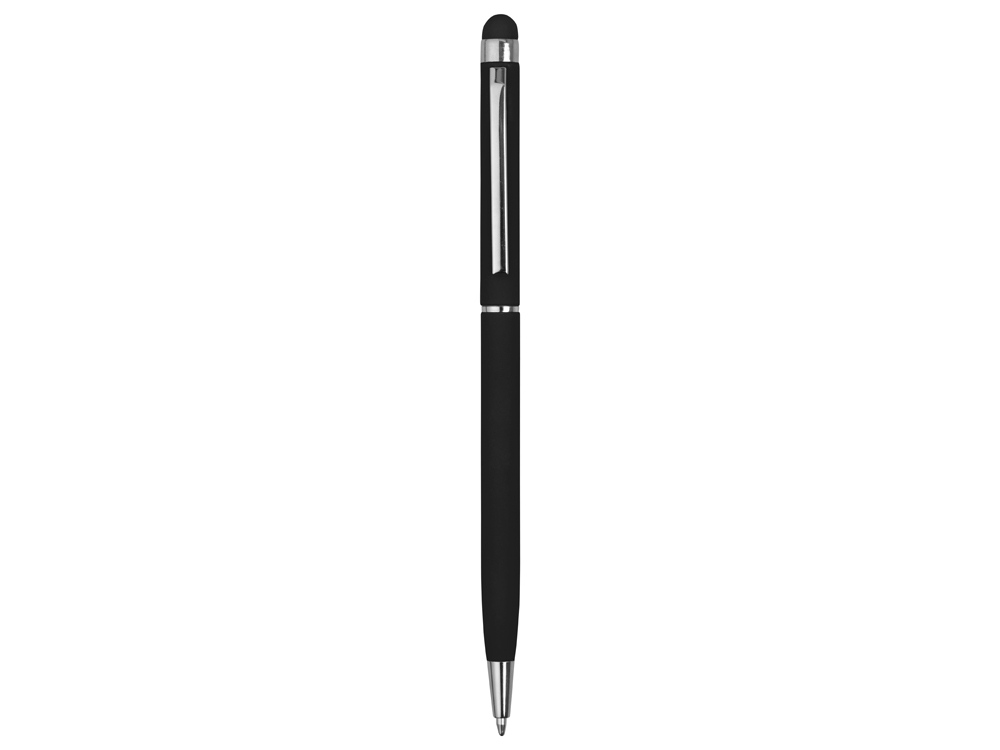 Ручка-стилус шариковая Jucy Soft с покрытием soft touch, черный-1