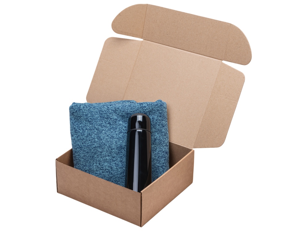 Подарочный набор Calmy с термосом и пледом, синий-1