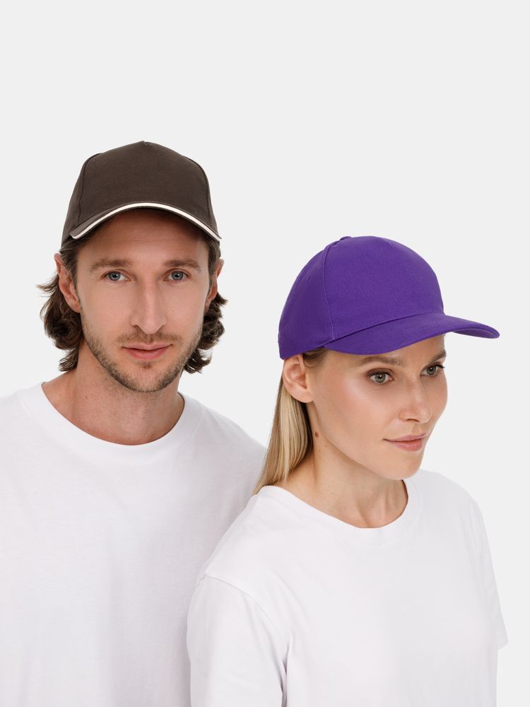 Бейсболка Long Beach, коричневая с бежевым-4