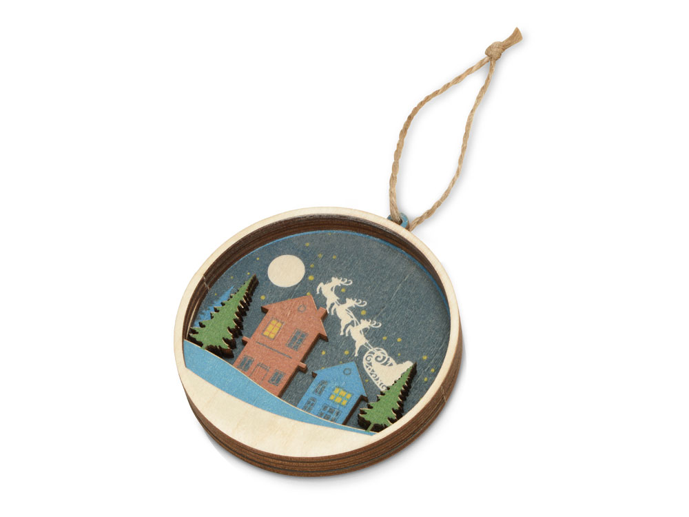 Подвеска деревянная многослойная Ночь перед рождеством-0