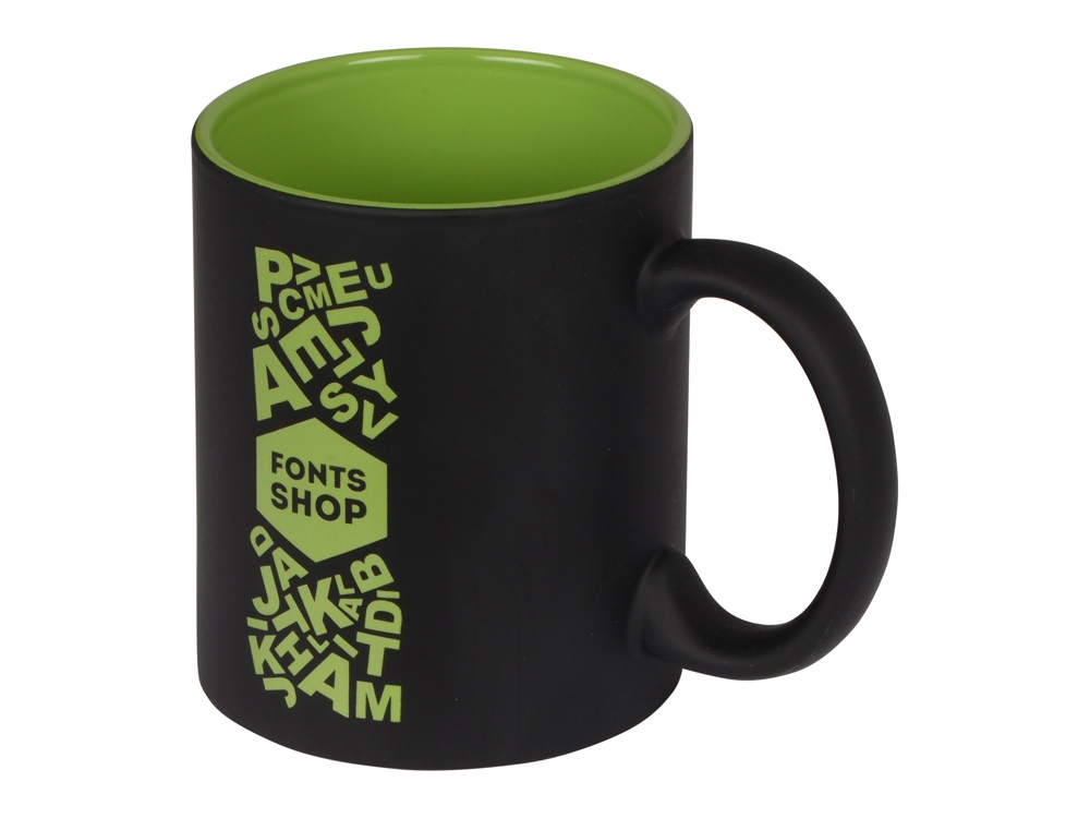 Кружка с покрытием для гравировки Subcolor BLK, черный/зеленое яблоко-0