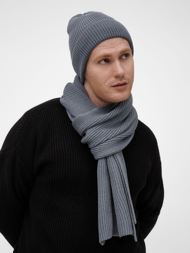 Шарф Nobilis Mono, серый (стальной)-3