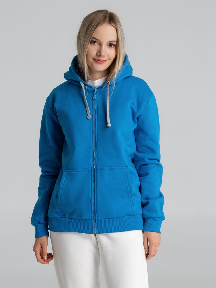 Толстовка с капюшоном на молнии Unit Siverga Heavy, бирюзовая-3