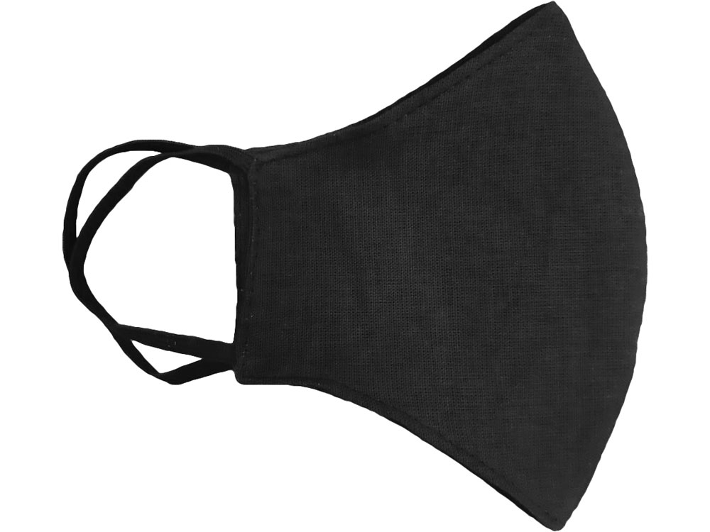 Маска для лица многоразовая из хлопка, анатомической формы, черный-5