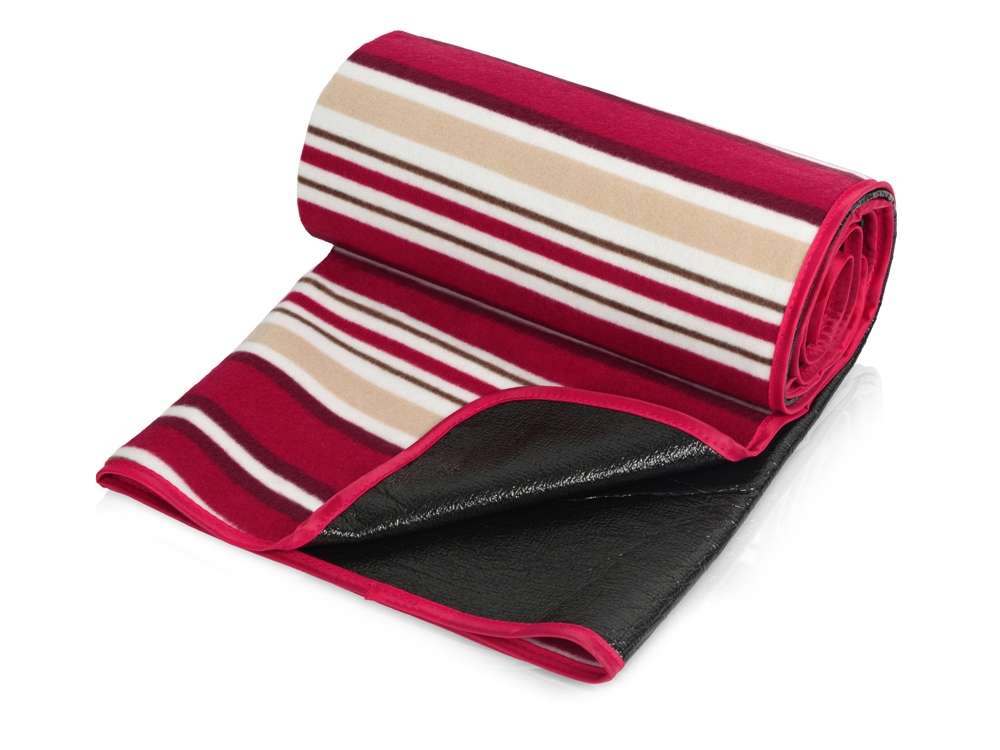 Плед в полоску в сумке Junket, красный-1