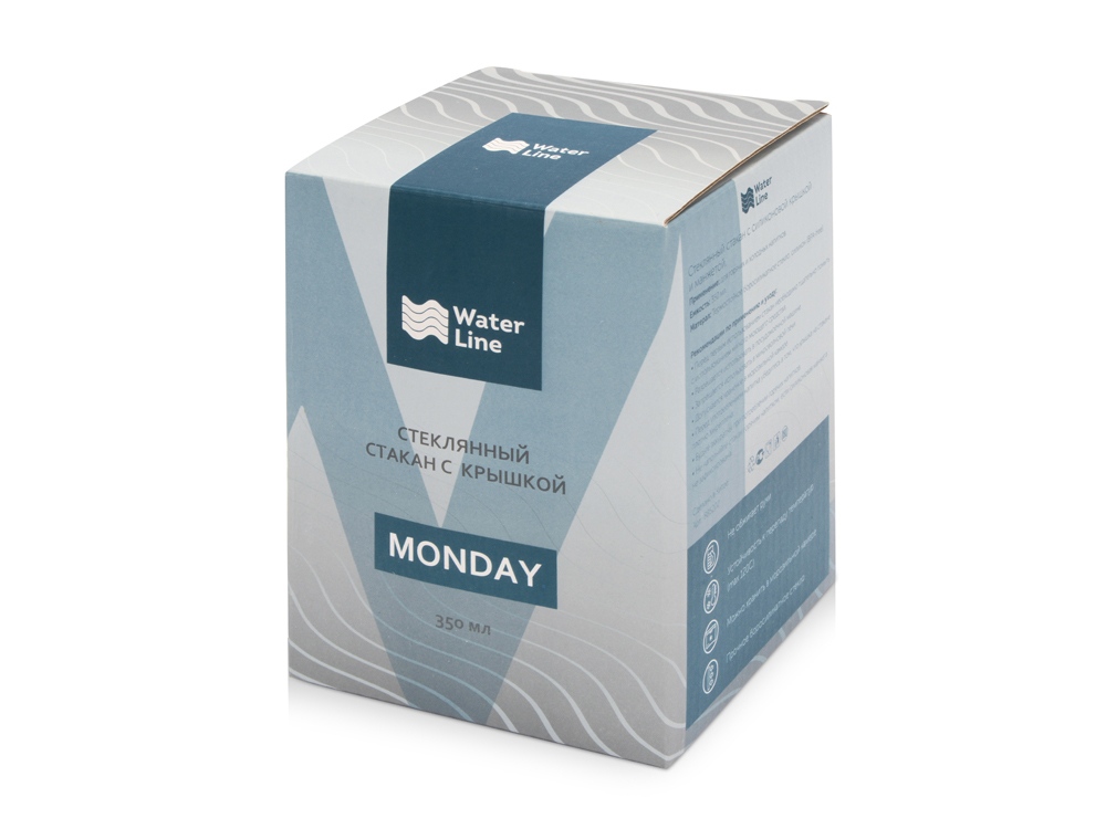 Стеклянный стакан Monday с силиконовой крышкой и манжетой, 350мл, белый-6