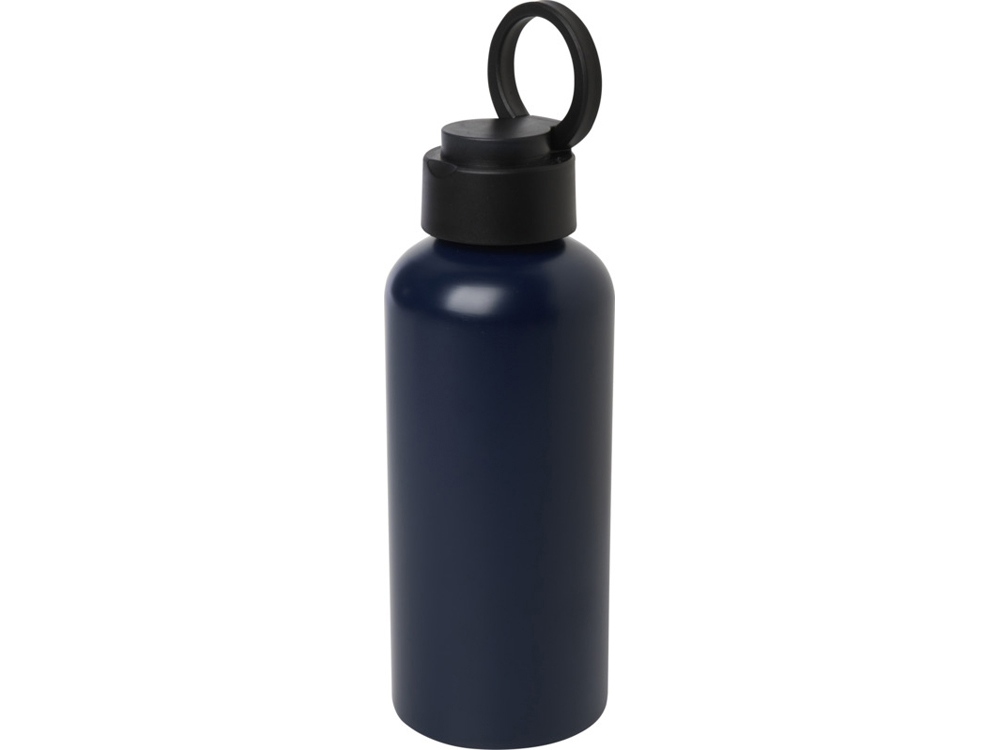 Trinity бутылка для воды из переработанного алюминия, сертифицированного согласно RCS, объемом 600 мл, с крышкой из переработ - Navy-4