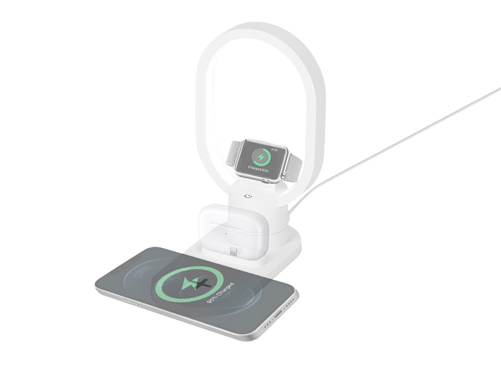 Беспроводная зарядная станция 4-в-1 Portal c лампой, 15 Вт, белый-0
