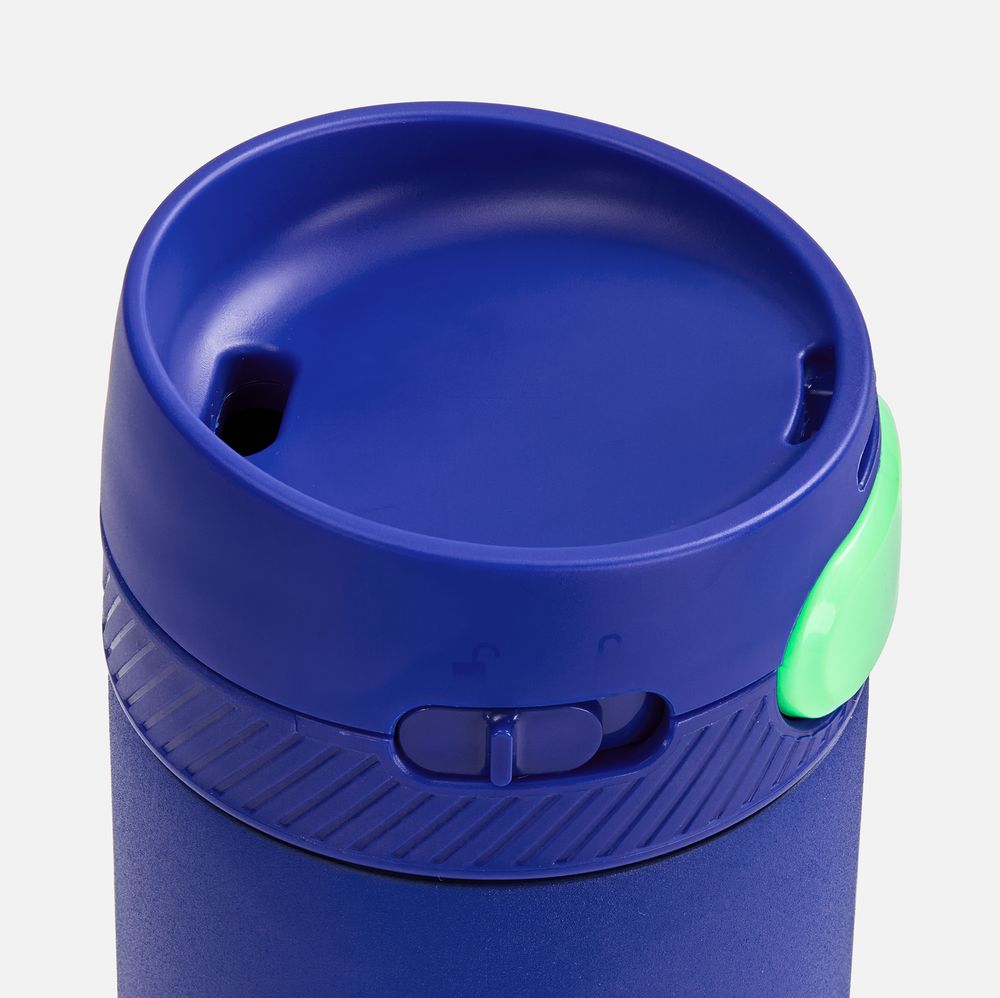 Термостакан X1 с цветной кнопкой, синий с зеленым-1