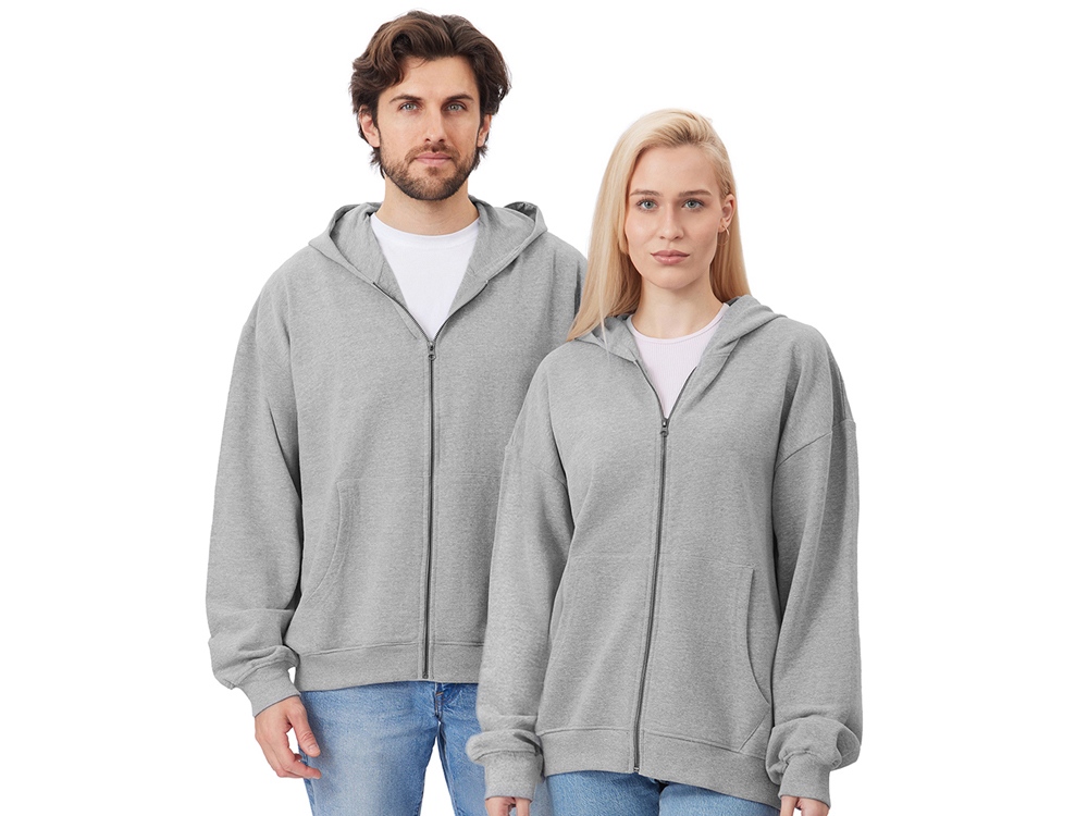 Толстовка оверсайз с капюшоном на молнии Monaco, серый меланж-0