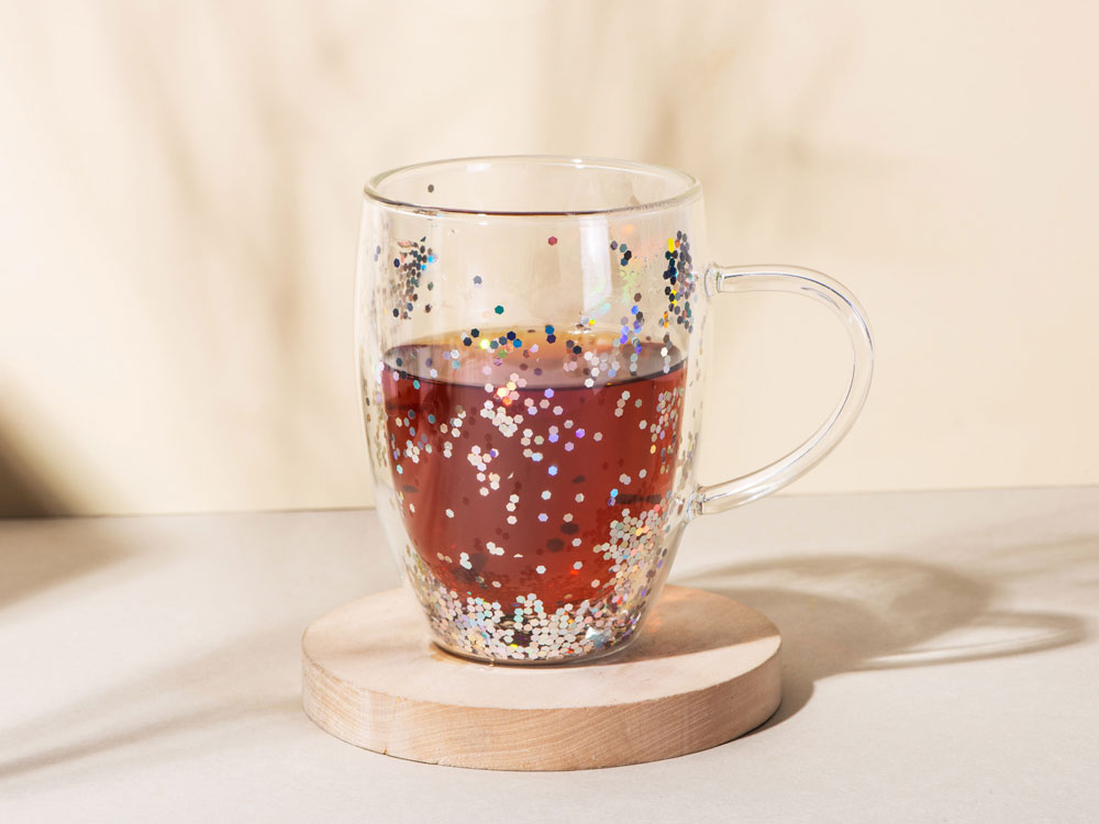 Кружка с двойными стенками с блестками, 360 мл, серебристый-4