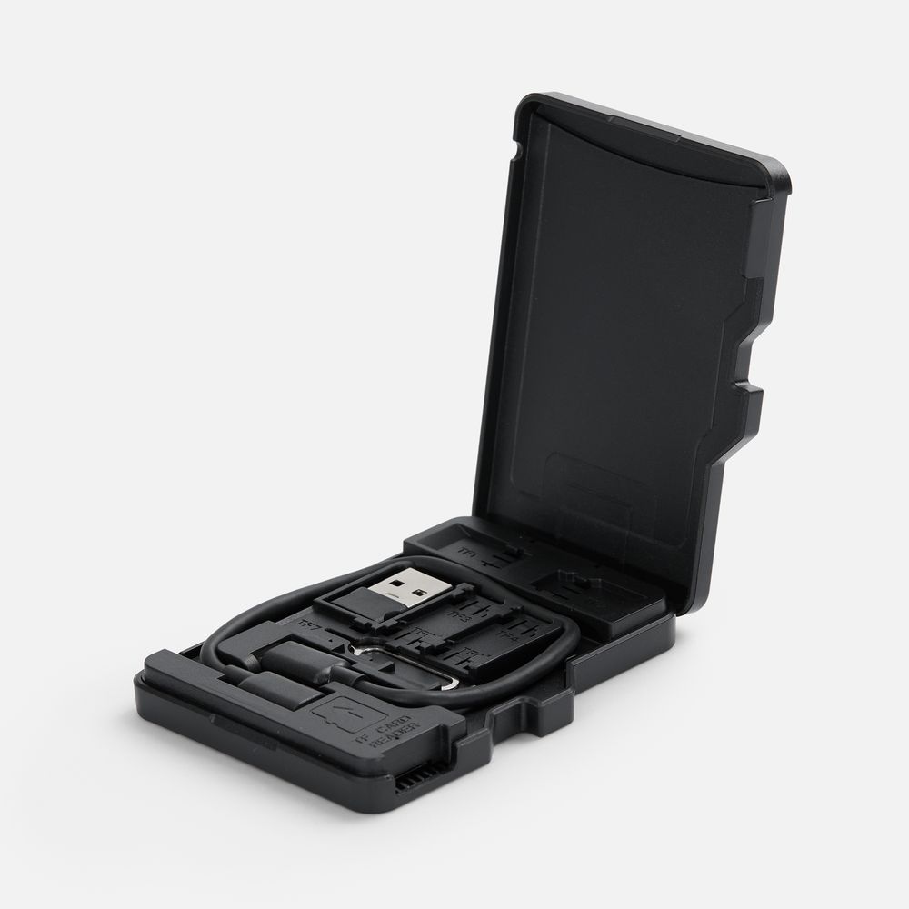 Органайзер для карт памяти и SIM с кардридером Multitask, черный-2