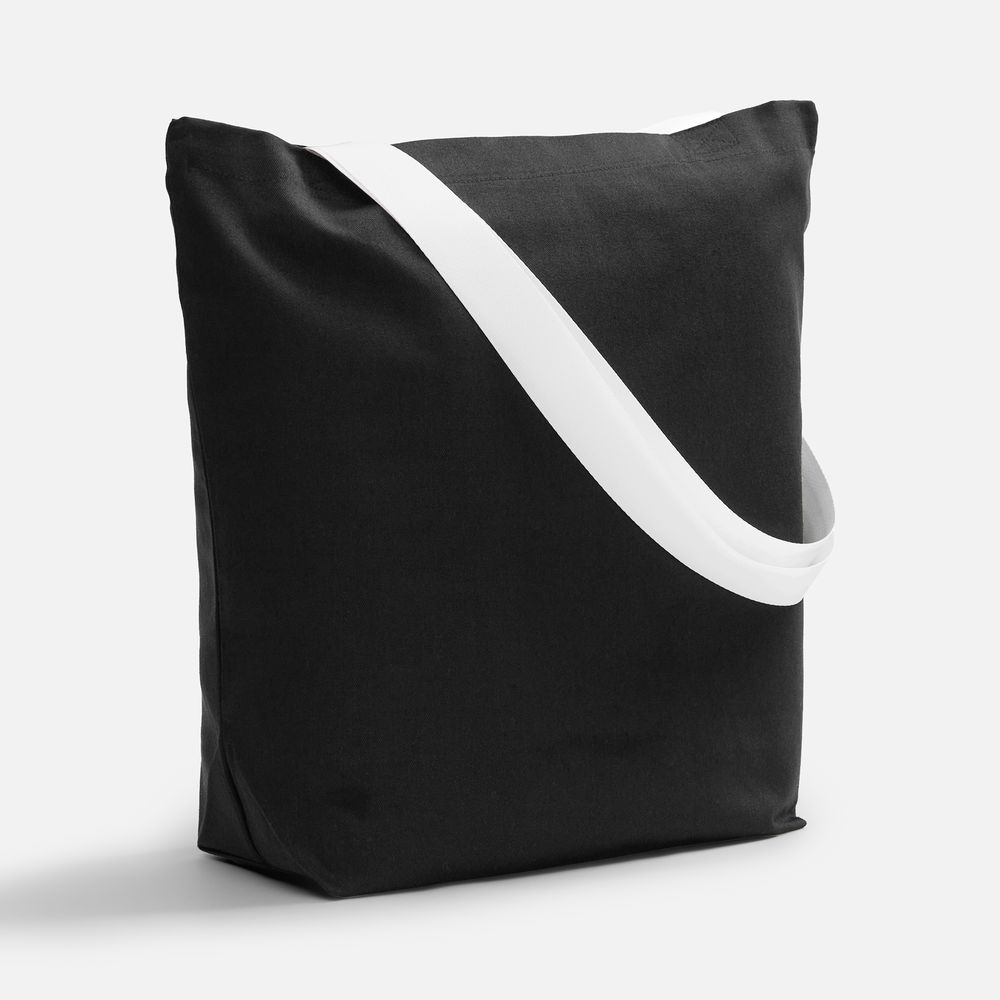 Шопер B5, черный с широкими белыми ручками-0