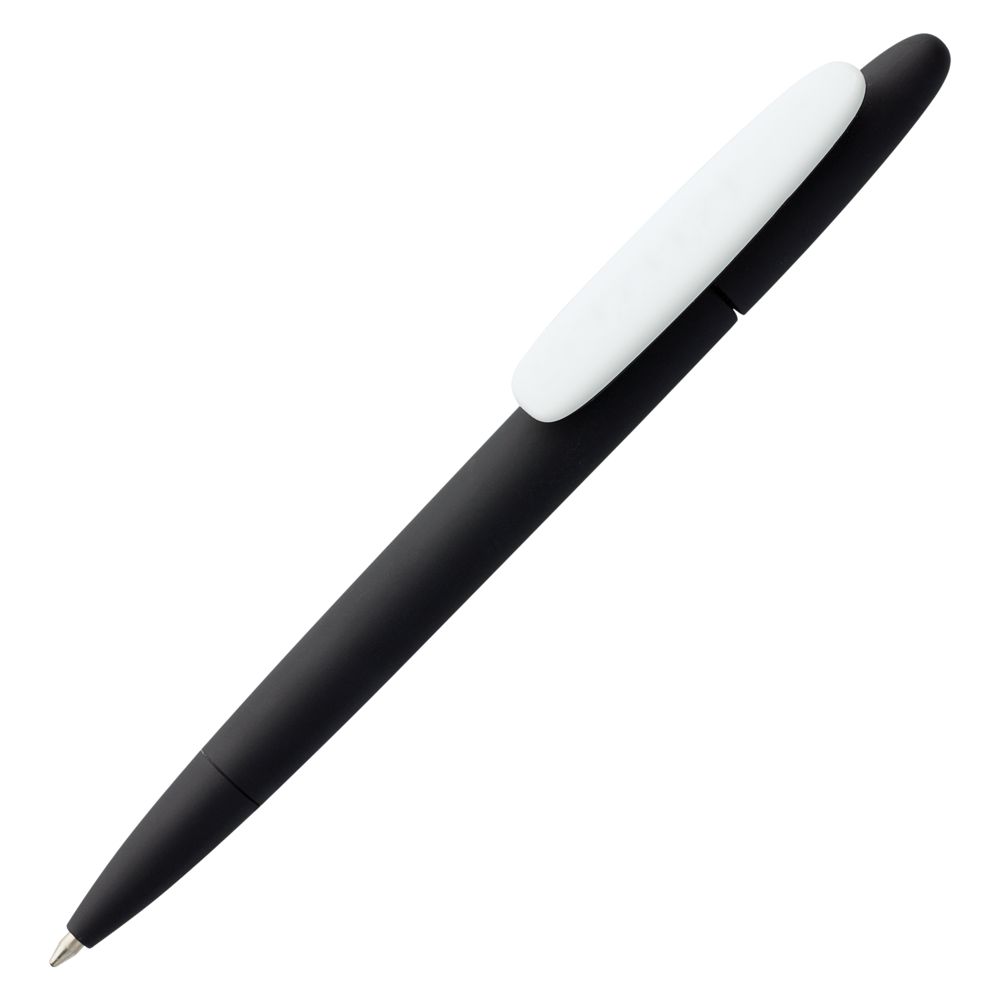 Ручка шариковая Prodir DS5 TRR-P Soft Touch, черная с белым-0