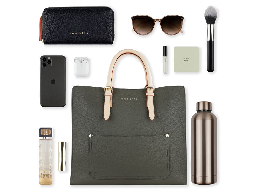 Сумка-шоппер BUGATTI Ella, оливковая, полиуретан, 37х12х31 см-5