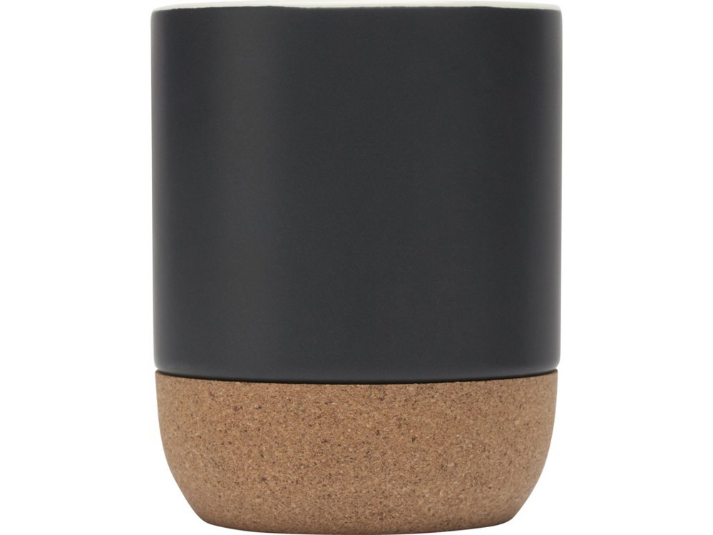 Billie керамическая кружка объемом 300 мл с пробковыми деталями и матовой отделкой, сплошной черный-1