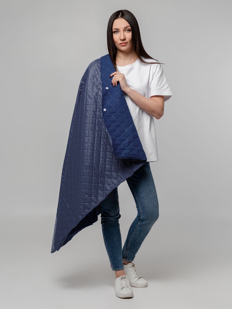 Плед-пончо для пикника SnapCoat, синий-7