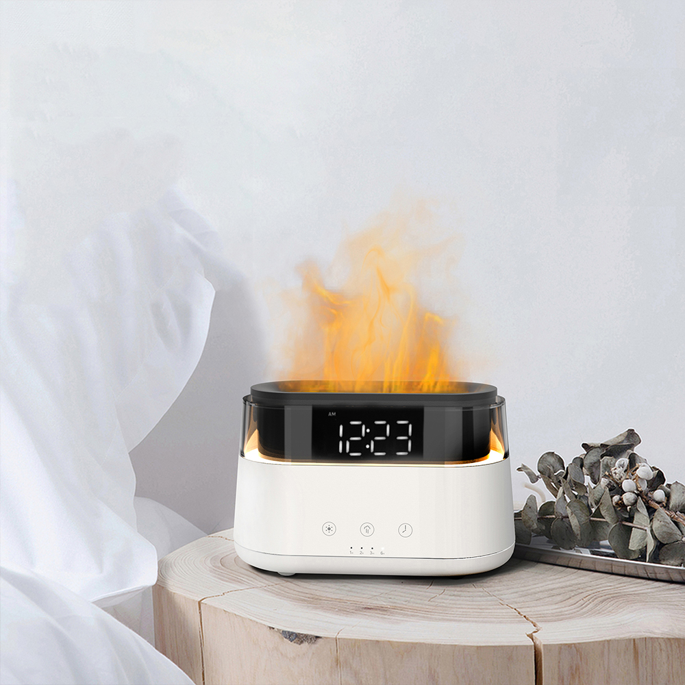 Светодиодный USB увлажнитель-ароматизатор Brava с часами с RGB подсветкой, Белый-5