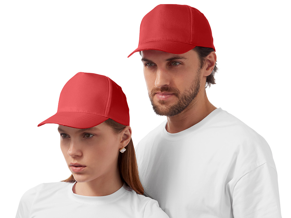Бейсболка Poly 5-ти панельная 120 гр, красный-0