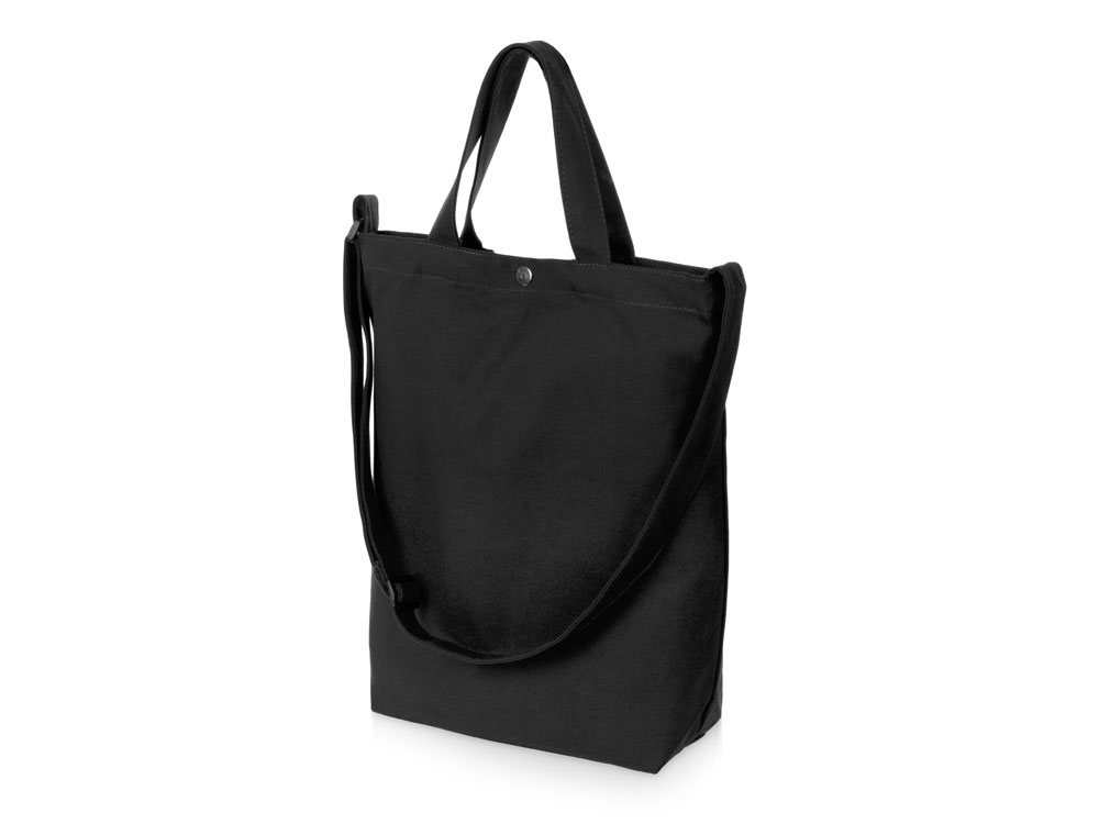 Сумка Helfer из хлопка на кнопке с регулирующейся лямкой, черный-0