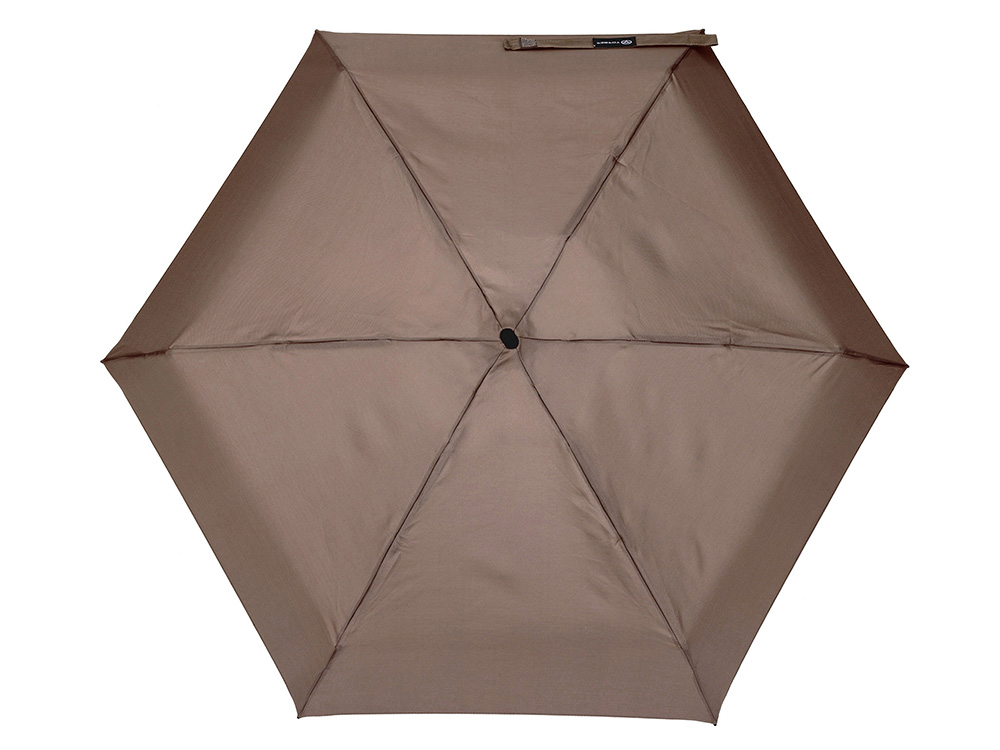 Зонт складной женский TORBER, механика, 5 сложений, коричневый, каркас алюминий, эпонж, пластиковая ручка, диаметр 91 см-1