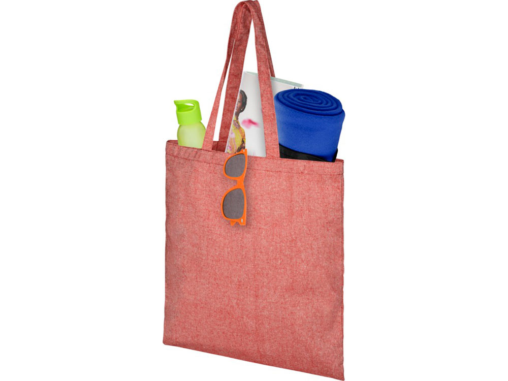Сумка-тоут Pheebs из переработанного хлопка 150 г/м2, красный меланж-2
