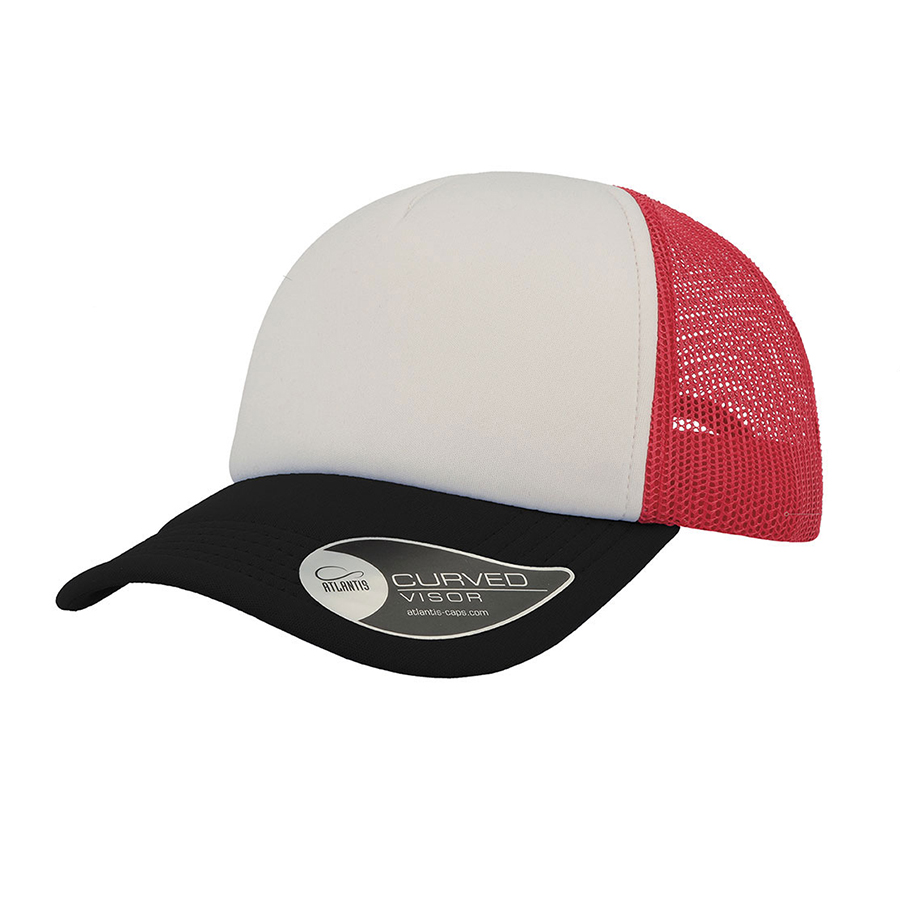 Бейсболка RAPPER, 5 клиньев, пластиковая застежка, белый, красный, черный-0