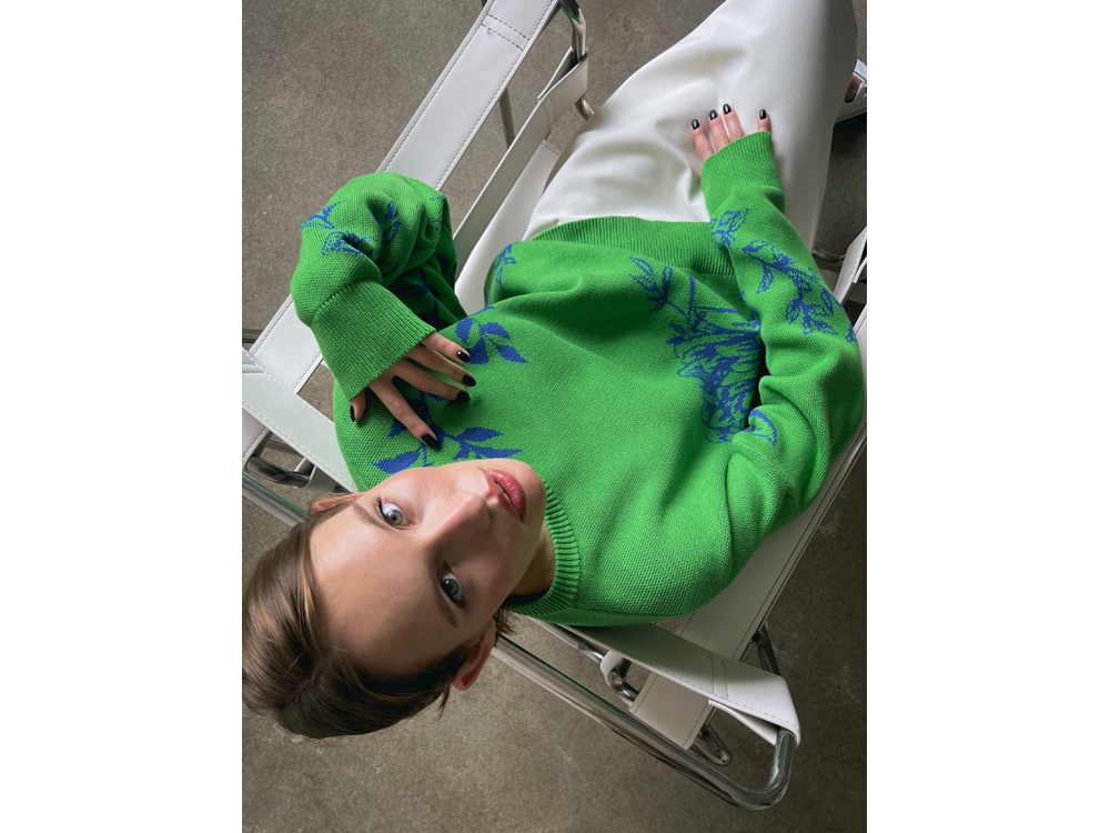 Джемпер Хризантема зеленый. Varvara-2