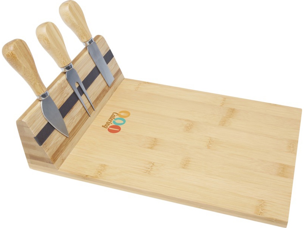 Mancheg Бамбуковая доска для сыра и инструменты, natural-5