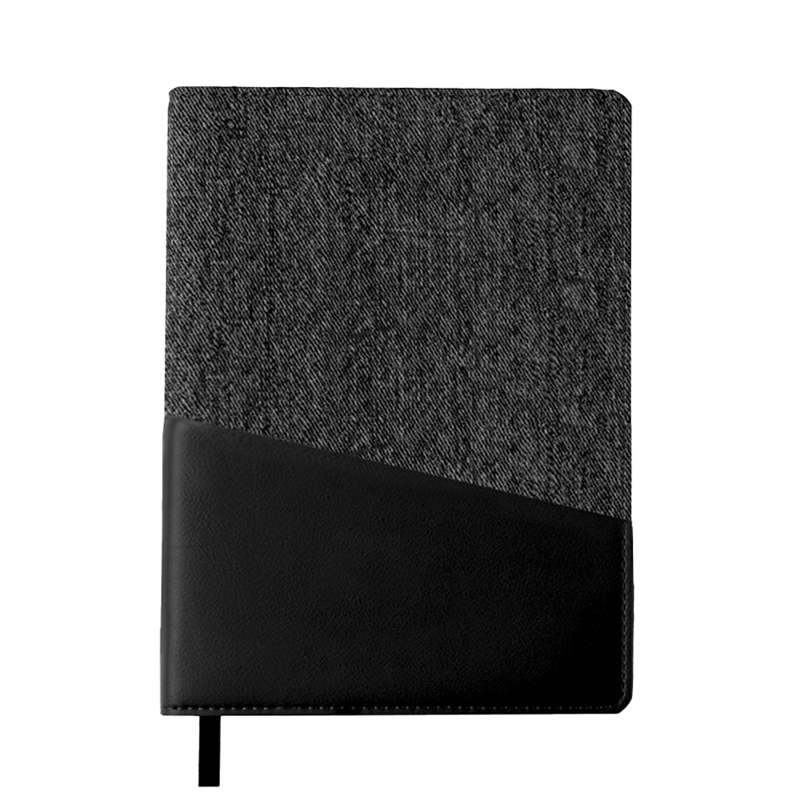 Ежедневник недатированный DENIM, черный, формат А5, блок в линейку, черный-2
