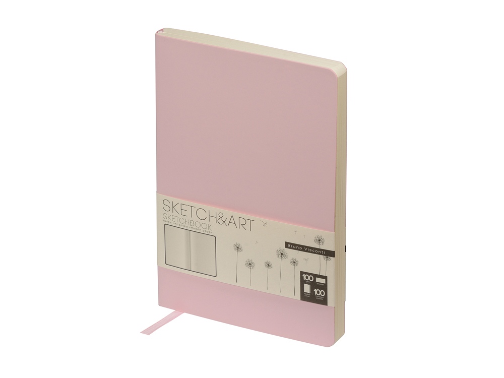 Скетчбук Sketch & Art в мягком переплете 140х210 мм, 100 л. бежевой бумаги 100 гр., розовый-0