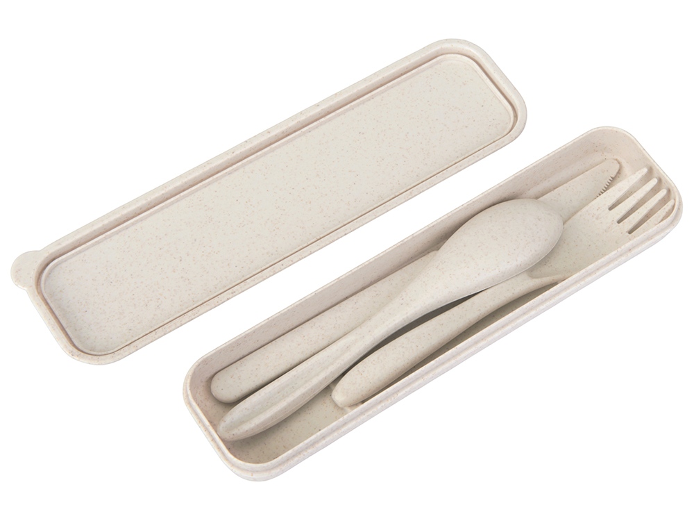 Набор столовых приборов Ron из бамбукового волокна, бежевый-7